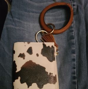 Cow print wristlet